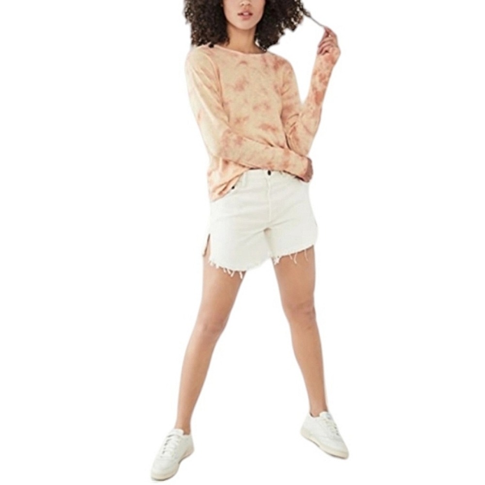 AMO Cotton Tie Dye Tee Long Sleeve Slub Beach Orange Sherbet Small NEW